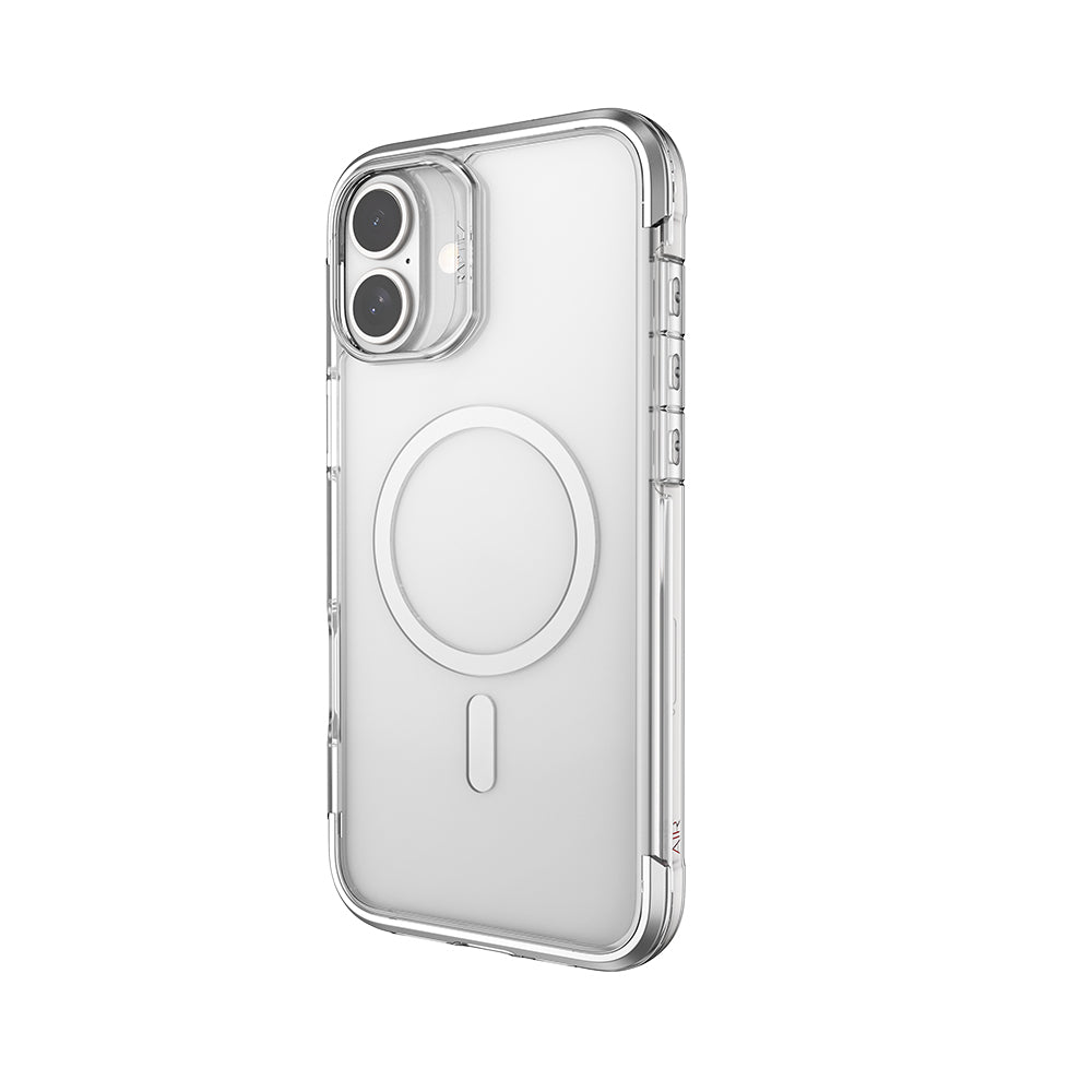 Apple iPhone 16 Kılıf M-safe Şarj Özellikli Raptic Air Serisi Airbag Tasarımlı Metal Köşelikli Şeffaf Kapak Siyah