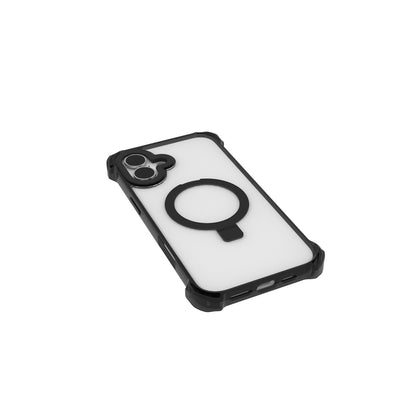 Apple iPhone 16 Kılıf M-safe Şarj Özellikli Raptic Dual Serisi Şeffaf Standlı Kapak Siyah