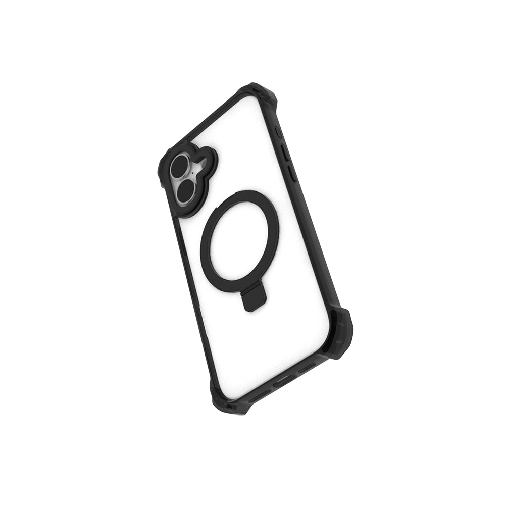 Apple iPhone 16 Kılıf M-safe Şarj Özellikli Raptic Dual Serisi Şeffaf Standlı Kapak Siyah