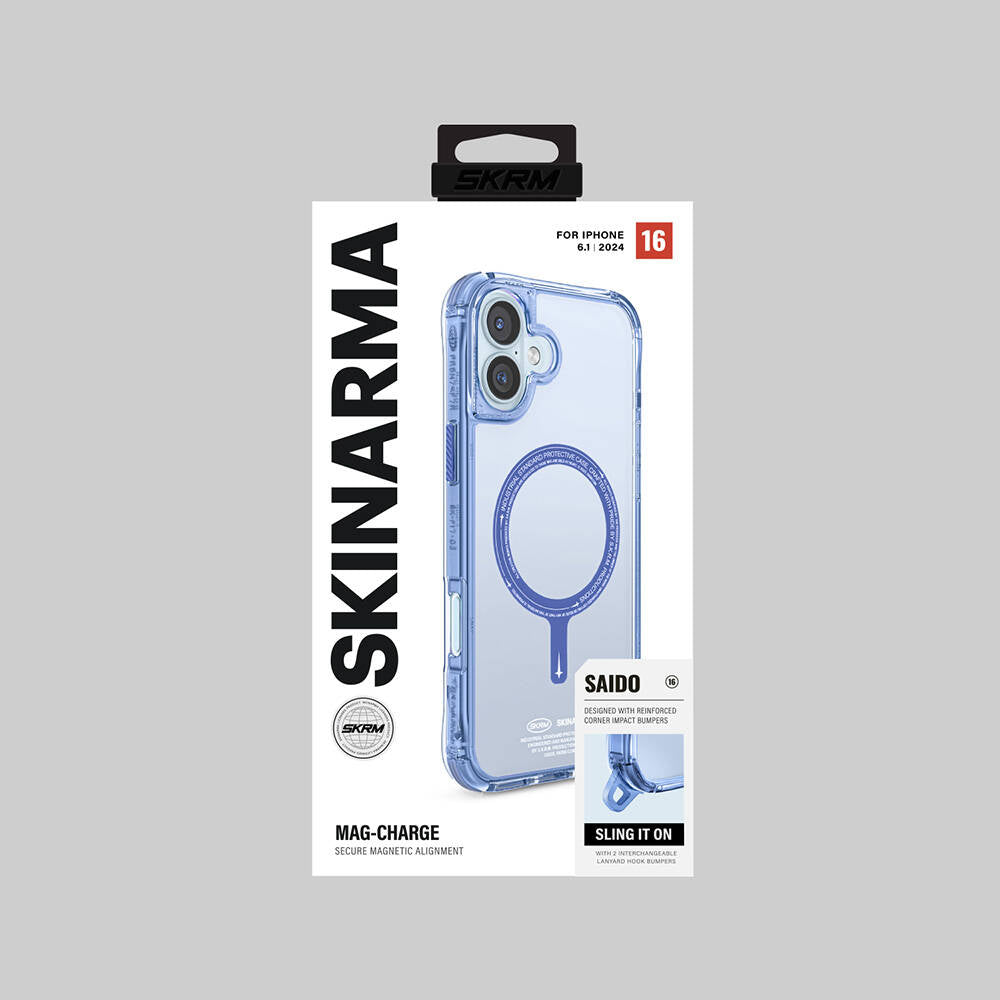 Apple iPhone 16 Kılıf M-safe Şarj Özellikli Şeffaf Airbag Tasarımlı Skinarma Saido Kapak Şeffaf