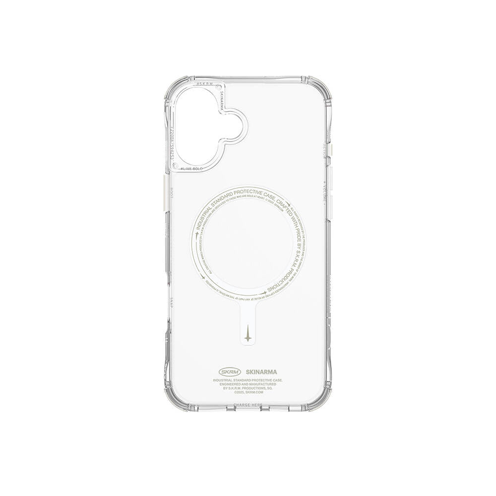 Apple iPhone 16 Kılıf M-safe Şarj Özellikli Şeffaf Airbag Tasarımlı Skinarma Saido Nightglow Kapak Şeffaf