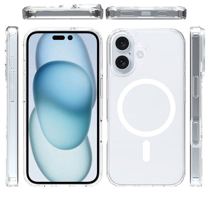 Apple iPhone 16 Kılıf M-safe Şarj Özellikli Şeffaf Sert PC Zore Embos Kapak Şeffaf