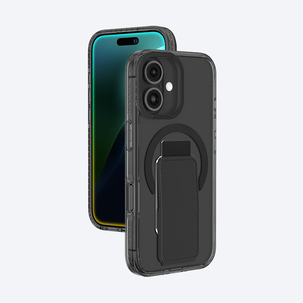 Apple iPhone 16 Kılıf M-safe Şarj Özellikli Standlı Amazingthing Titan Pro Plus Kapak Siyah