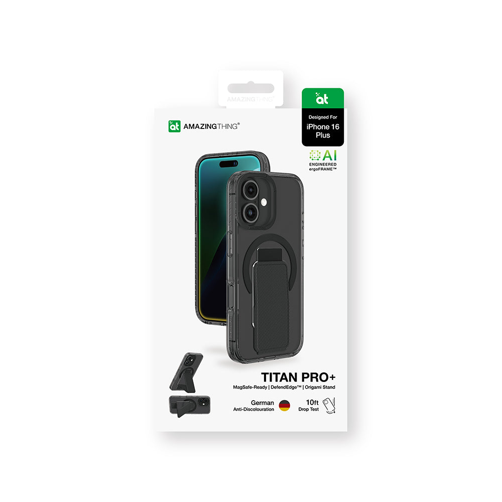 Apple iPhone 16 Kılıf M-safe Şarj Özellikli Standlı Amazingthing Titan Pro Plus Kapak Siyah