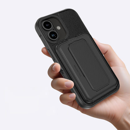 Apple iPhone 16 Kılıf M-safe Şarj Özellikli Standlı Kartlıklı Set Amazingthing Glamour Luxe Serisi Kapak Siyah