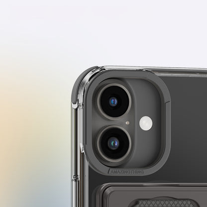 Apple iPhone 16 Kılıf M-safe Şarj Özellikli Standlı Set Amazingthing Omni Adventure Serisi Kapak Siyah