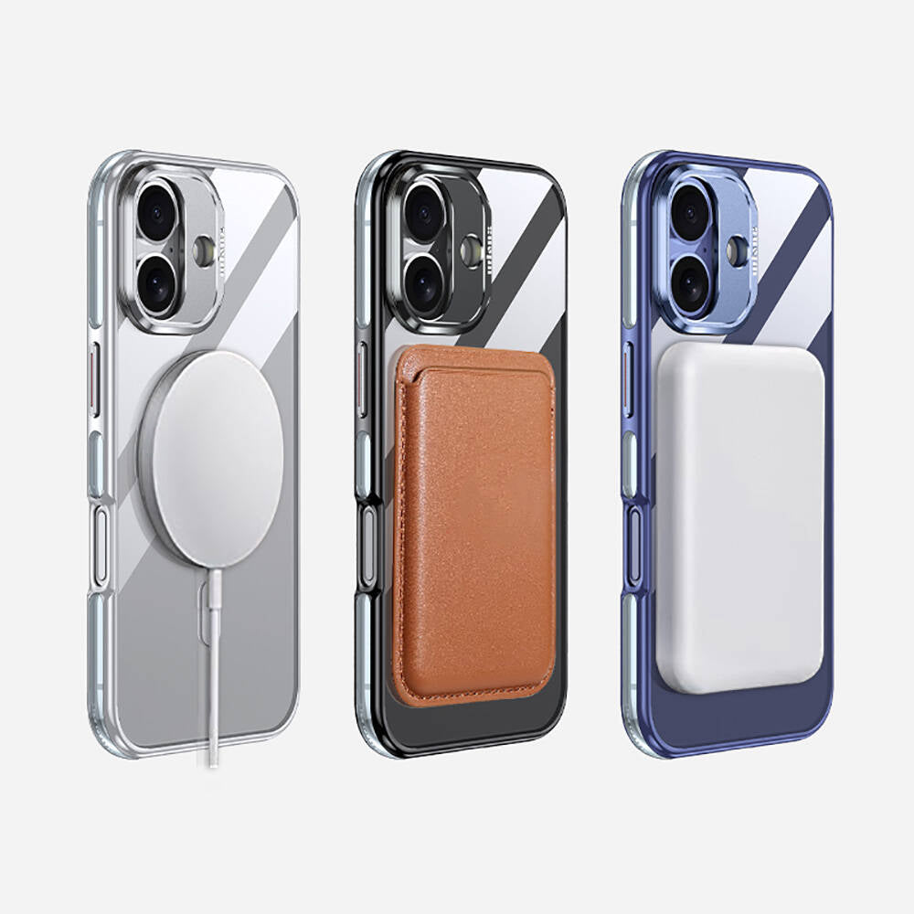 Apple iPhone 16 Kılıf M-safe Şarj Özellikli Wlons Standlı Efsane Kapak Siyah