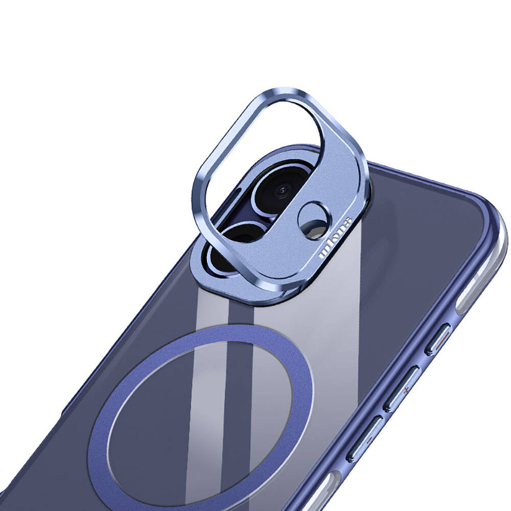 Apple iPhone 16 Kılıf M-safe Şarj Özellikli Wlons Standlı Efsane Kapak Gri