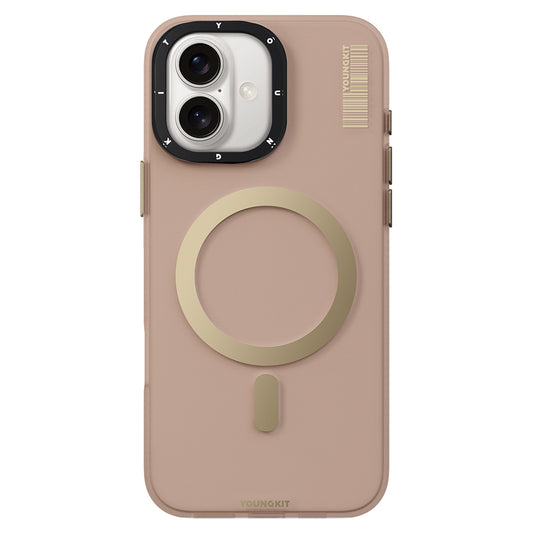 Apple iPhone 16 Kılıf M-safe Şarj Özellikli Youngkit Hidden Sand Serisi Kapak Gold