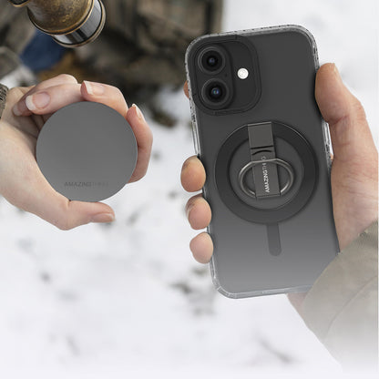 Apple iPhone 16 Kılıf M-safe Şarj Özellikli Yüzük Standlı Amazingthing Titan Pro Serisi Kapak Pembe