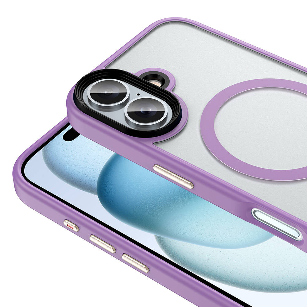 Apple iPhone 16 Kılıf Mat Arka Yüzey Wireless Şarj Özellikli Zore Flet M-safe Kapak Pembe