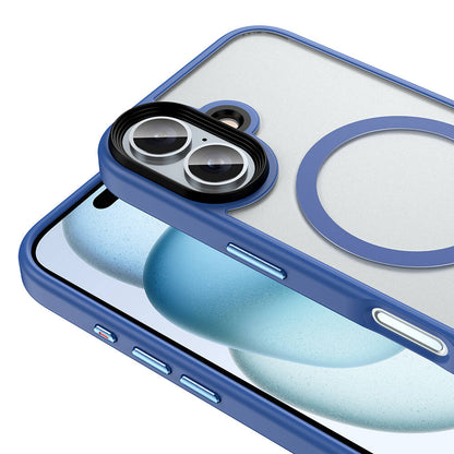 Apple iPhone 16 Kılıf Mat Arka Yüzey Wireless Şarj Özellikli Zore Flet M-safe Kapak Gümüş