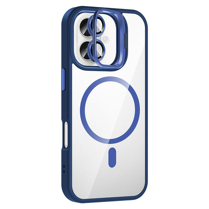 Apple iPhone 16 Kılıf Standlı ve Kamera Lens Hediyeli M-Safe Şarj Özellikli Zore Etro Kapak Desert Titanyum