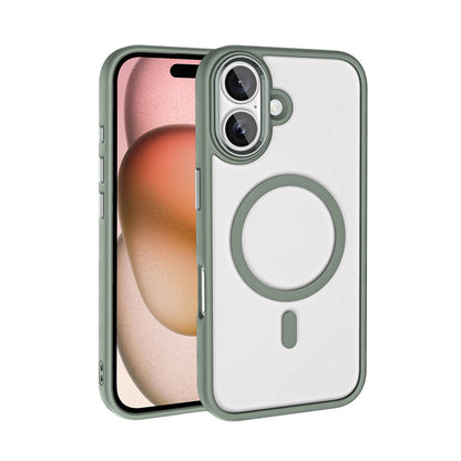 Apple iPhone 16 Kılıf Wireless Şarj Özellikli Zore Krom M-safe Silikon Kapak Titanyum-Gri