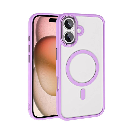 Apple iPhone 16 Kılıf Wireless Şarj Özellikli Zore Krom M-safe Silikon Kapak Pembe