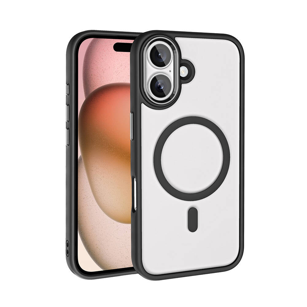 Apple iPhone 16 Kılıf Wireless Şarj Özellikli Zore Krom M-safe Silikon Kapak Gold