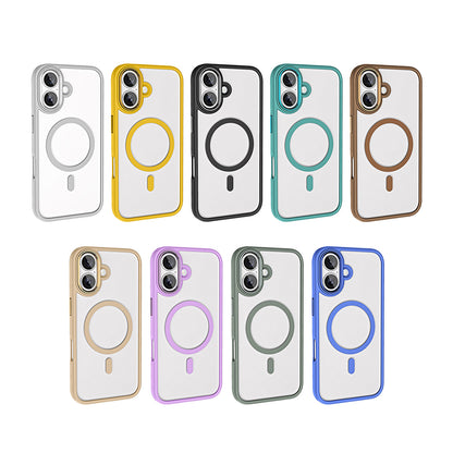 Apple iPhone 16 Kılıf Wireless Şarj Özellikli Zore Krom M-safe Silikon Kapak Siyah