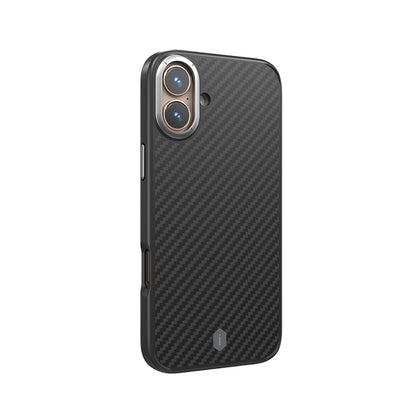 Apple iPhone 16 Kılıf Wiwu DCC-205 M-safe Şarj Özellikli Aramid Fiber Tasarım Kevlar Kapak Siyah