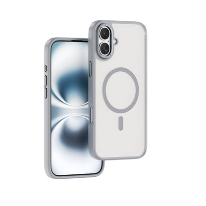 Apple iPhone 16 Kılıf Wiwu FGG-012 ArmorPro Serisi M-safe Şarj Özellikli Parmak İzi Bırakmayan Kılıf Gri