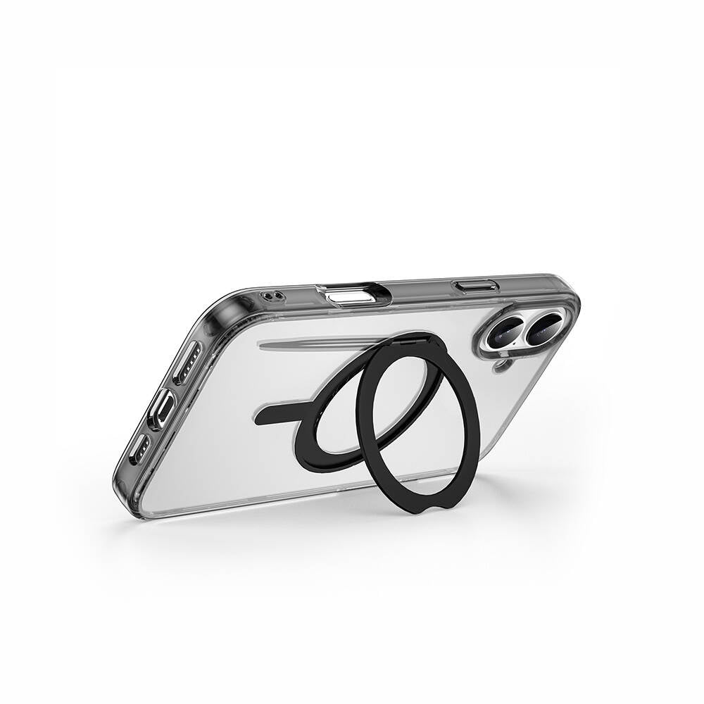 Apple iPhone 16 Kılıf Wiwu MCC-201 iShield Ultra Serisi M-safe Şarj Özellikli Standlı Crystal Sert PC Kapak Siyah