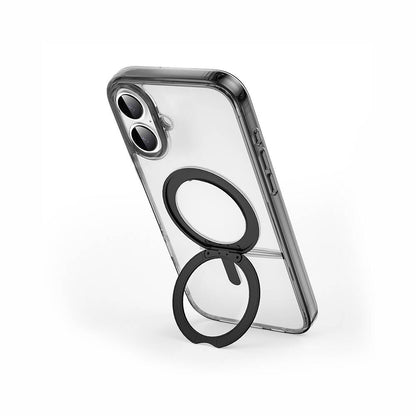 Apple iPhone 16 Kılıf Wiwu MCC-201 iShield Ultra Serisi M-safe Şarj Özellikli Standlı Crystal Sert PC Kapak Siyah