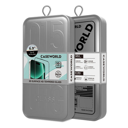 Apple iPhone 16 Plus CaseWorld 0.25mm HD 3D Temperli Cam Ekran Koruyucu + Uygulama Aparatlı Şeffaf