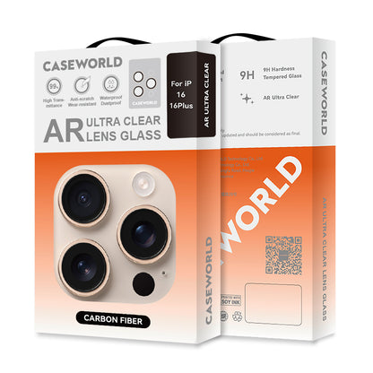 Apple iPhone 16 Plus CaseWorld Karbon Fiber Serisi Anti Reflective Ultra Clear Full Kamera Lens Koruyucu Siyah