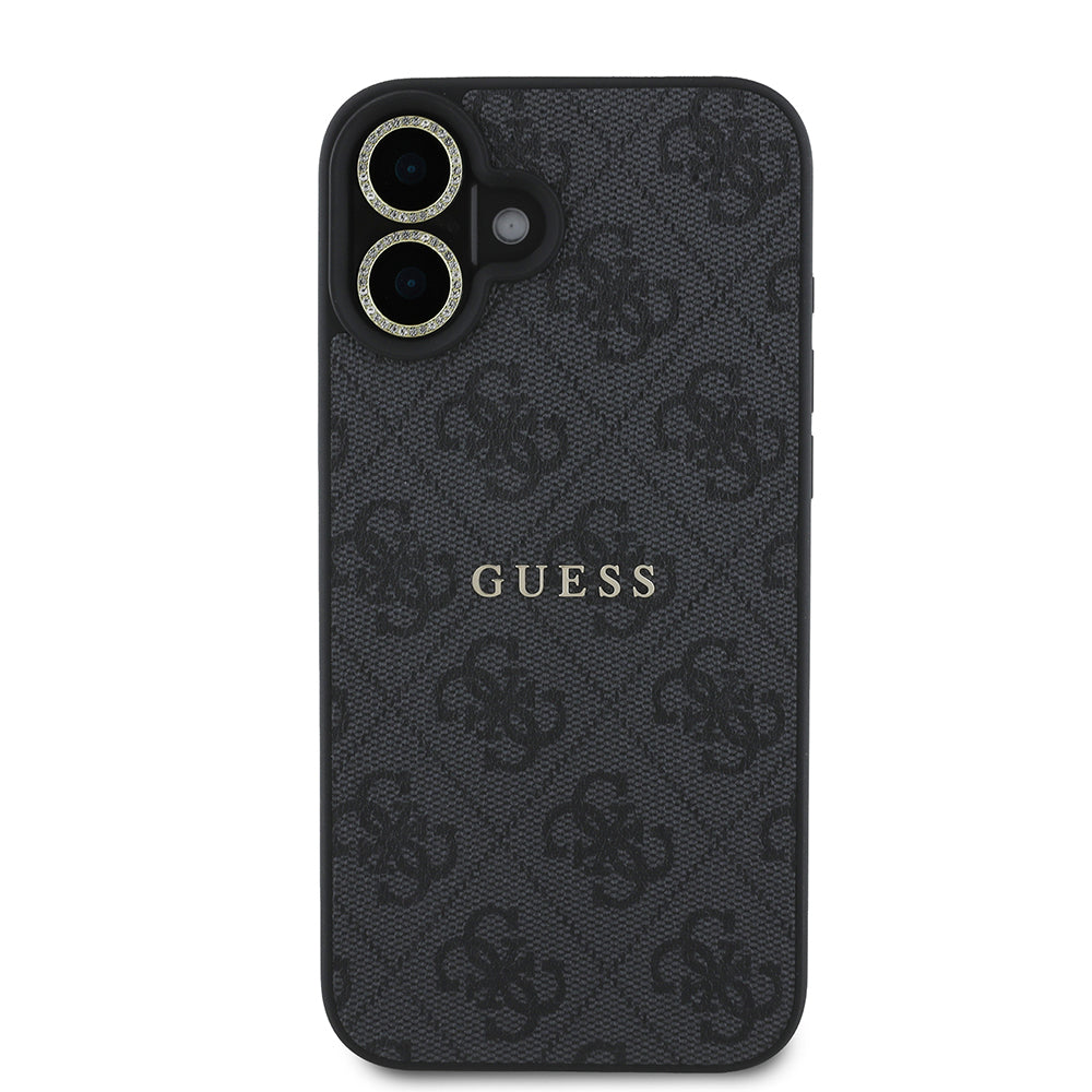 Apple iPhone 16 Plus Guess Orjinal Lisanslı Kılıf + Ekran Koruyucu + Lens Koruyucu 3in1 Aksesuar Seti Siyah