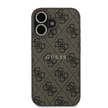Apple iPhone 16 Plus Guess Orjinal Lisanslı Kılıf + Ekran Koruyucu + Lens Koruyucu 3in1 Aksesuar Seti Kahverengi