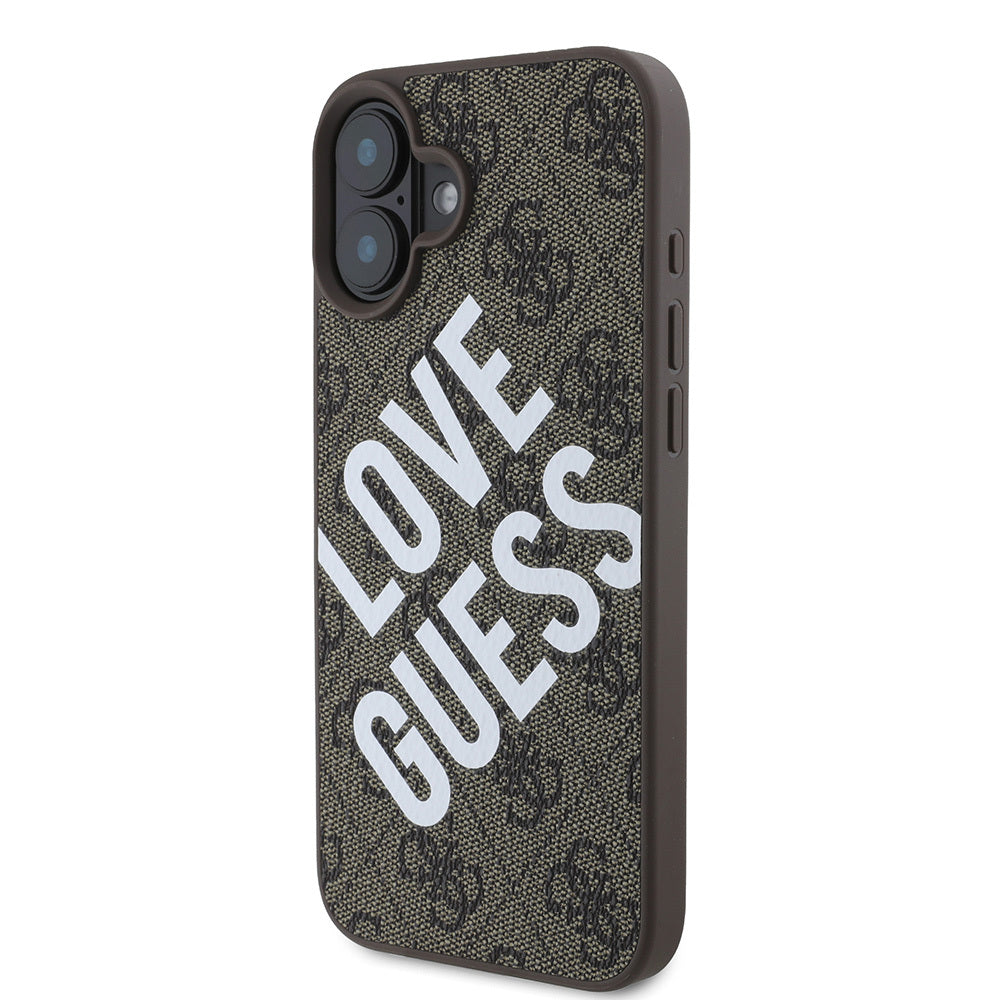 Apple iPhone 16 Plus Kılıf Guess Orjinal Lisanslı Big Love Guess Kapak Kahverengi