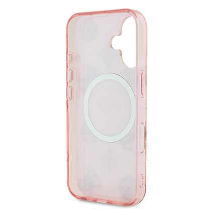 Apple iPhone 16 Plus Kılıf Guess Orjinal Lisanslı M-safe Şarj Özellikli 4G Desenli IML Yazı Logolu Peony Kapak Siyah