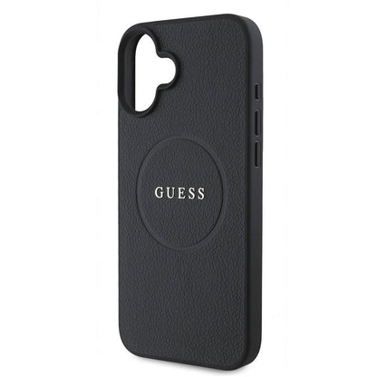 Apple iPhone 16 Plus Kılıf Guess Orjinal Lisanslı M-safe Şarj Özellikli Yazı Logolu Grained Kapak Yeşil