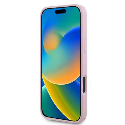 Apple iPhone 16 Plus Kılıf Guess Orjinal Lisanslı M-safe Şarj Özellikli Yazı Logolu Grained Kapak Siyah