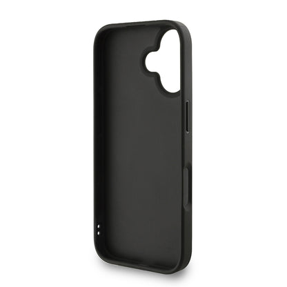 Apple iPhone 16 Plus Kılıf Guess Orjinal Lisanslı PU Deri Bilek Askı İpli Metal Büyük 4G ve Yazı Logolu Kapak Siyah