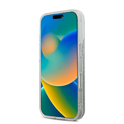 Apple iPhone 16 Plus Kılıf Karl Lagerfeld Orjinal Lisanslı M-safe Şarj Özellikli Sıvılı Simli K&C Heads Kapak Şeffaf