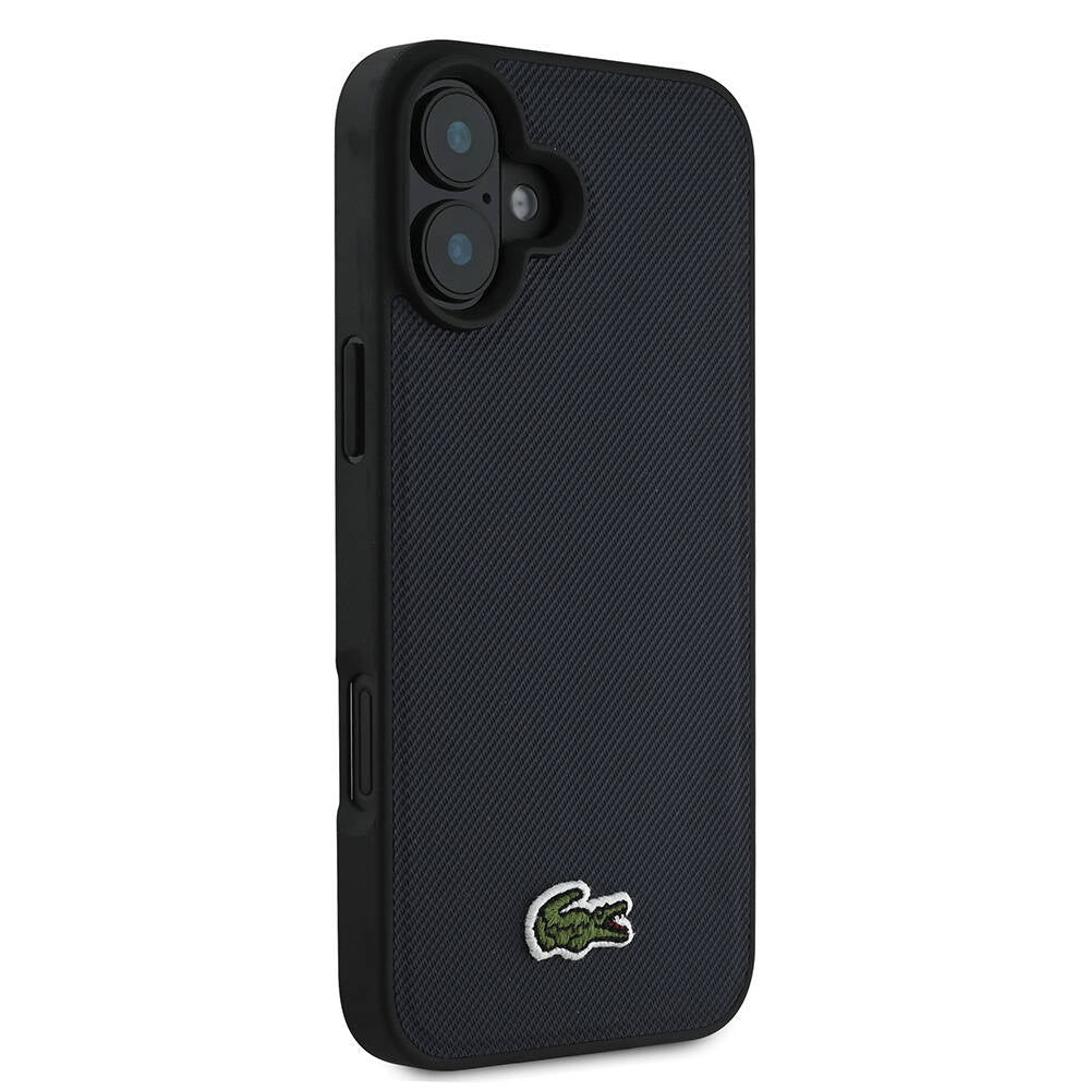 Apple iPhone 16 Plus Kılıf Lacoste Orjinal Lisanslı PU Pike Desenli Arka Yüzey İkonik Timsah Dokuma Logolu Kapak Koyu Yeşil