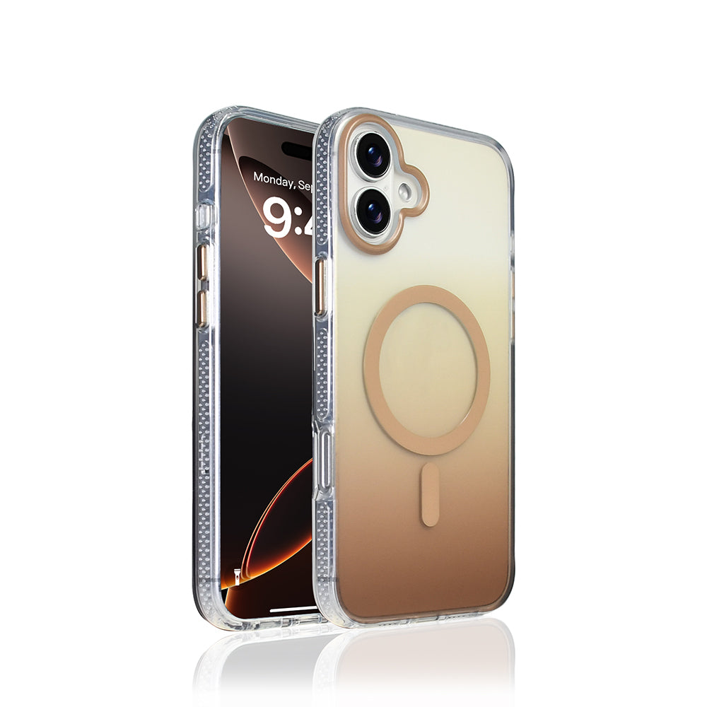 Apple iPhone 16 Plus Kılıf M-safe Şarj Özellikli Transparan Renk Geçişli Zore Toros Kapak Siyah