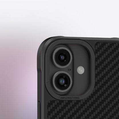 Apple iPhone 16 Plus Kılıf M-safe Şarj Özellikli 1500D Aramid Fiber Amazingthing Titan Max Serisi Kapak Siyah