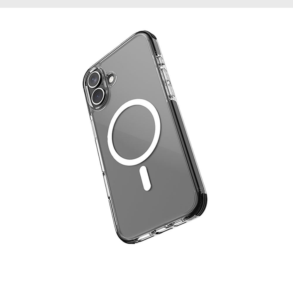 Apple iPhone 16 Plus Kılıf M-safe Şarj Özellikli Airbag Tasarımlı Raptic Clear Serisi Şeffaf Kapak Siyah