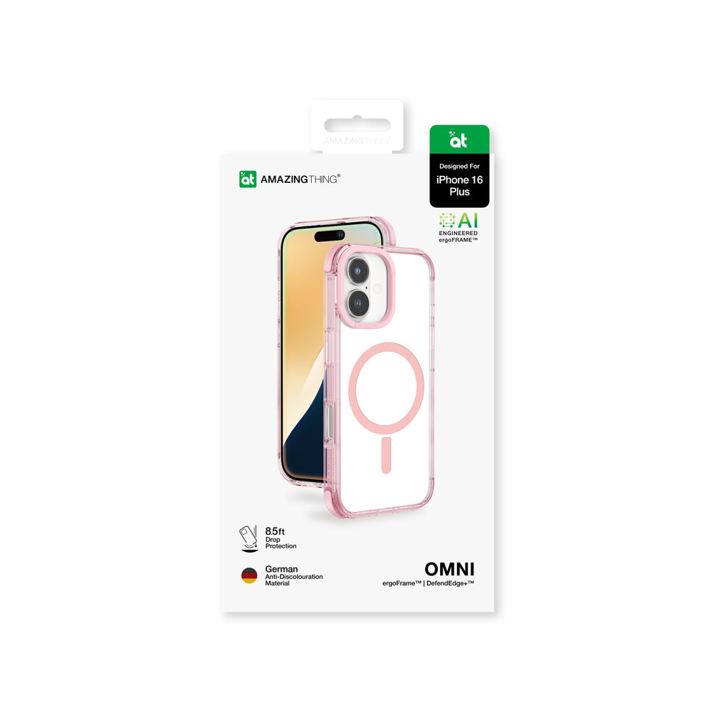 Apple iPhone 16 Plus Kılıf M-safe Şarj Özellikli Amazingthing Omni Serisi Kapak Pembe