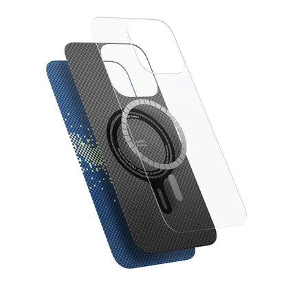 Apple iPhone 16 Plus Kılıf M-safe Şarj Özellikli Aramid Fiber Pitaka Tactile Woven Starpeak Serisi Over The Horizon Kapak Mavi