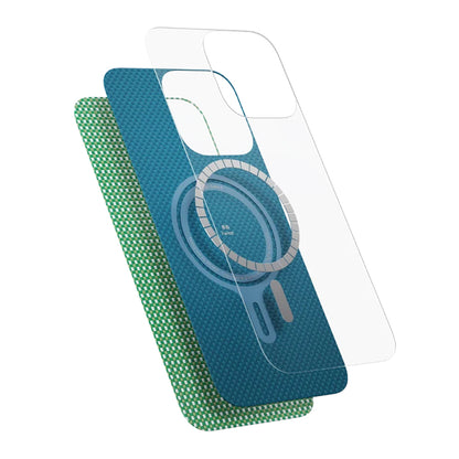 Apple iPhone 16 Plus Kılıf M-safe Şarj Özellikli Aramid Fiber Pitaka Ultra-Slim Classic Serisi Ocean Blue Kapak Mavi