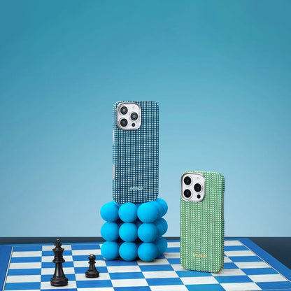 Apple iPhone 16 Plus Kılıf M-safe Şarj Özellikli Aramid Fiber Pitaka Ultra-Slim Classic Serisi Ocean Blue Kapak Mavi