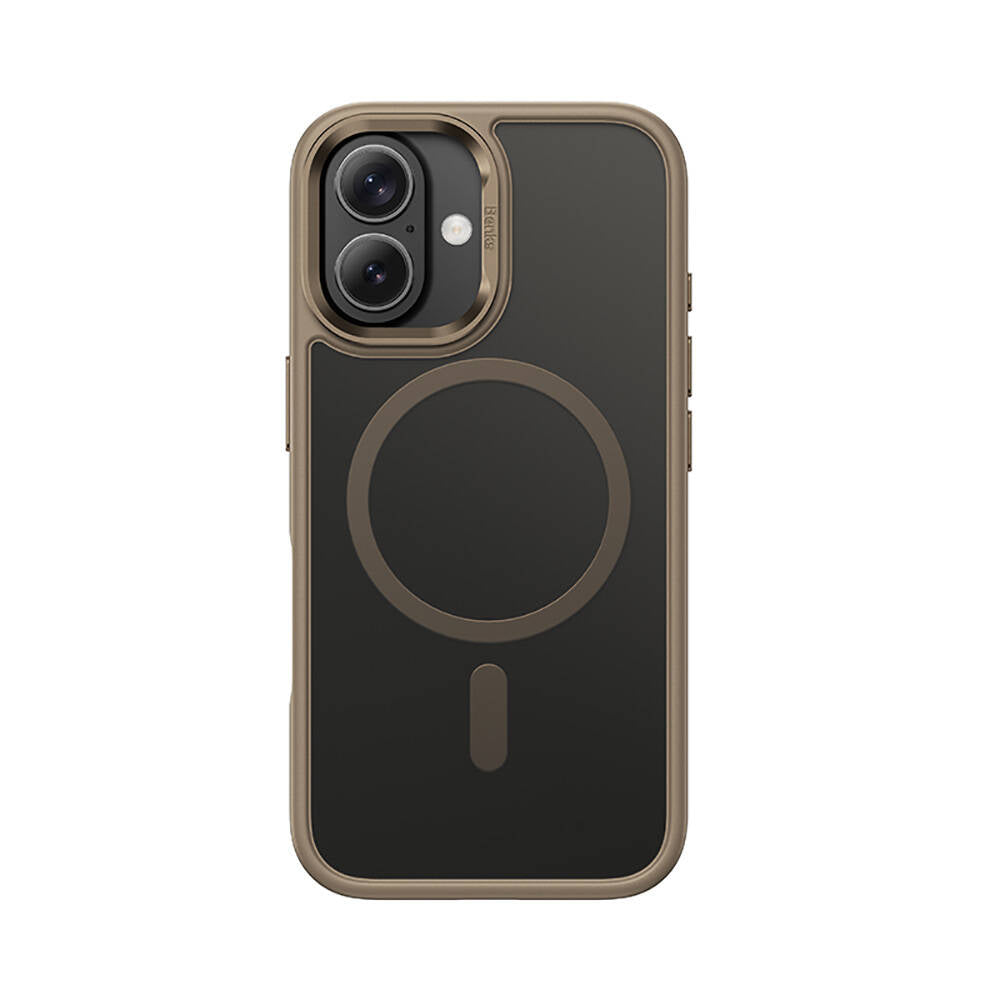 Apple iPhone 16 Plus Kılıf M-safe Şarj Özellikli Benks Mist Protective Kapak Titanyum-Gold