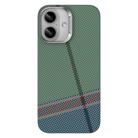 Apple iPhone 16 Plus Kılıf M-safe Şarj Özellikli Karbon Fiber Tasarımlı Benks Passion Green ArmorAir Kevlar Kapak