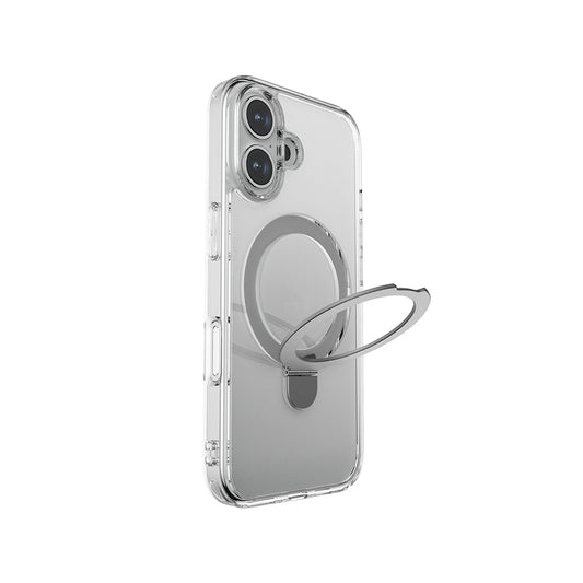 Apple iPhone 16 Plus Kılıf M-safe Şarj Özellikli Raptic Air Stand Serisi Buzlu Transparan Tasarımlı Standlı Kapak
