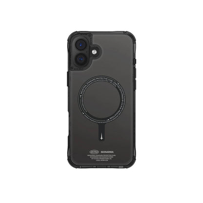 Apple iPhone 16 Plus Kılıf M-safe Şarj Özellikli Şeffaf Airbag Tasarımlı Skinarma Saido Kapak Siyah