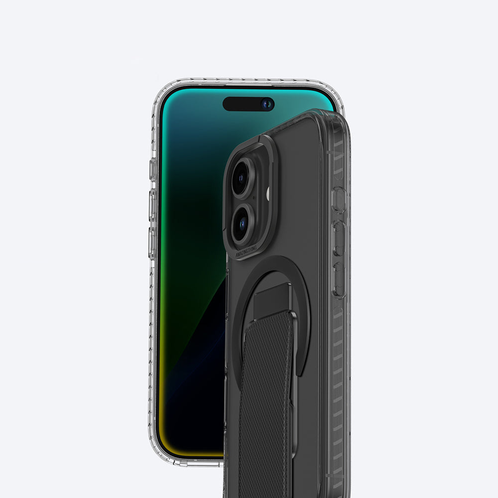 Apple iPhone 16 Plus Kılıf M-safe Şarj Özellikli Standlı Amazingthing Titan Pro Plus Kapak Siyah