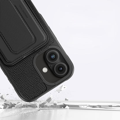 Apple iPhone 16 Plus Kılıf M-safe Şarj Özellikli Standlı Kartlıklı Set Amazinghing Glamour Luxe Serisi Kapak Siyah