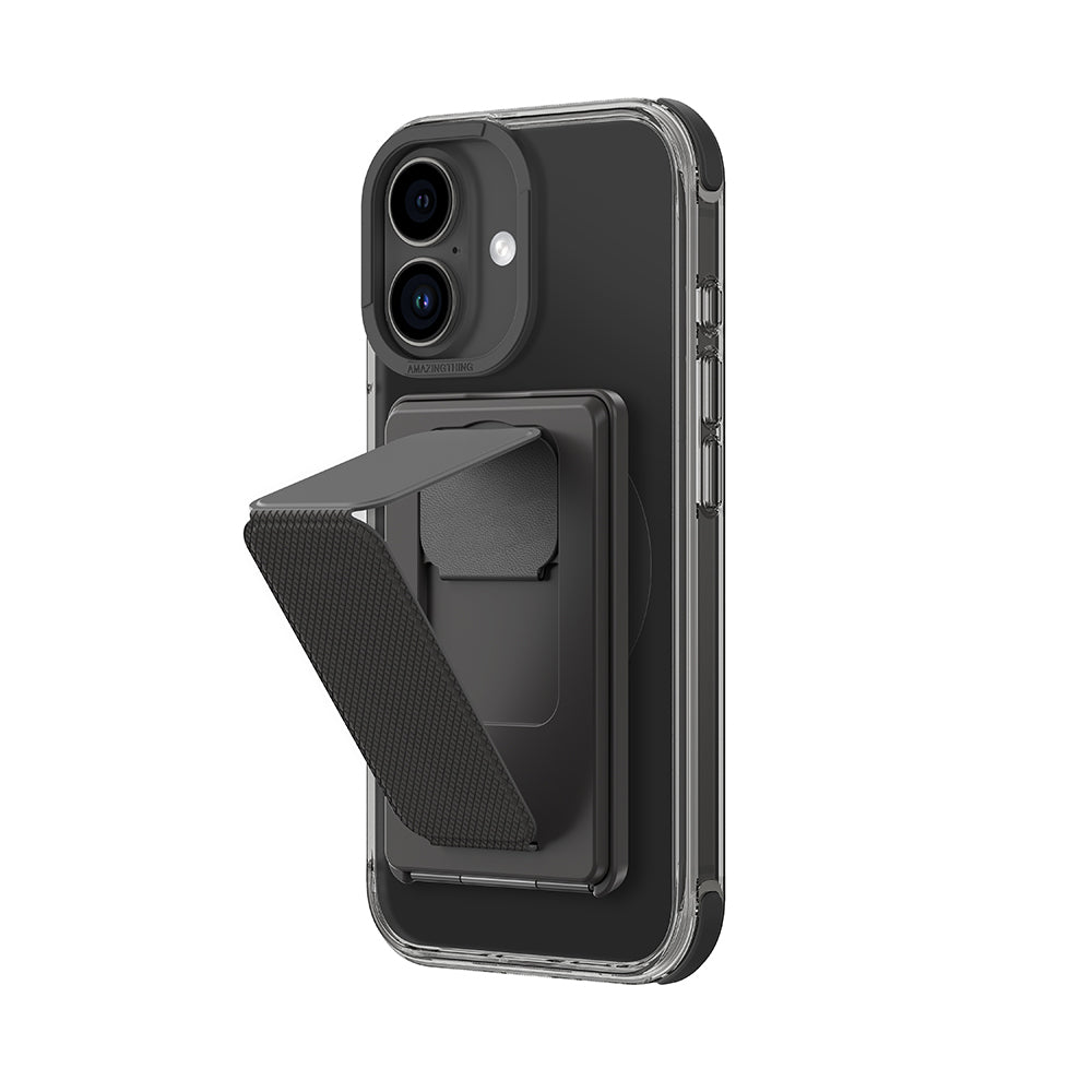 Apple iPhone 16 Plus Kılıf M-safe Şarj Özellikli Standlı Set Amazingthing Omni Adventure Serisi Kapak Siyah